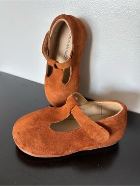 Otter Momo Cognac Suede Mary Jane T-Strap Shoes Size 6 Toddler